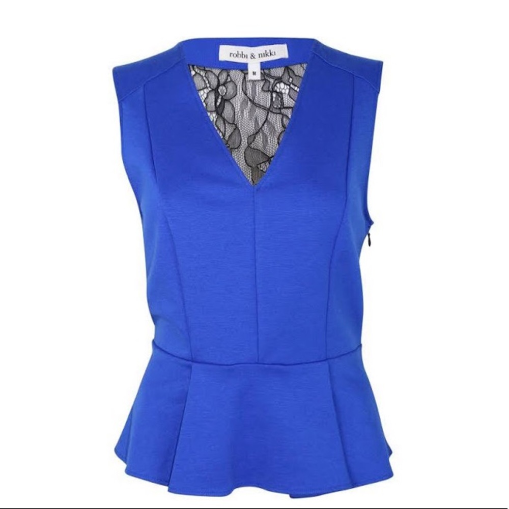 NWT Robbie and Nikki royal blue peplum top.